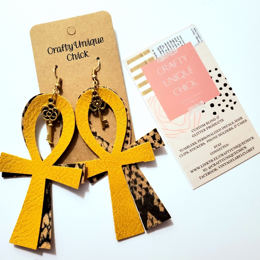 Boho handmade faux leather fashion earrings